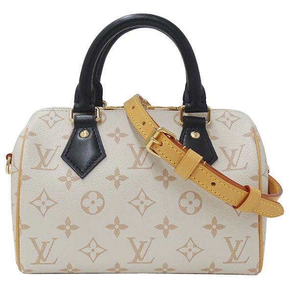 1 Louis Vuitton Speedy Bandouliere 20 Monogram Handbag White Beige