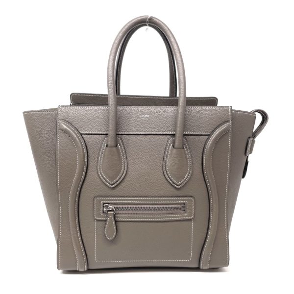 1 Celine Micro Luggage Drummed Calfskin Tote Bag Gray