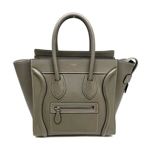 1 Celine Luggage Micro Drummed Calfskin Tote Bag Gray