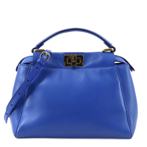 1 Fendi Peekaboo Small Nappa Leather Shoulder Bag Blue