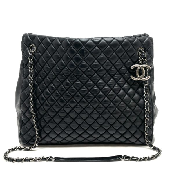 1 Chanel Matelasse Coco Mark Shoulder Bag Black Navy