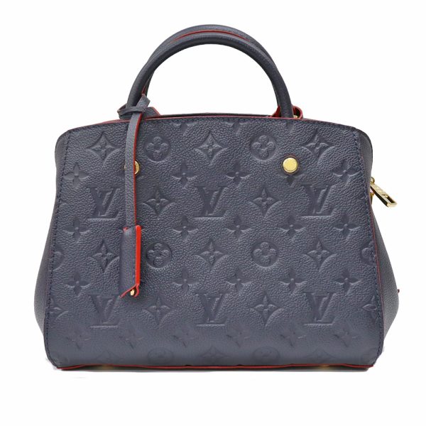 1 Louis Vuitton Montaigne BB Monogram Leather Handbag Navy