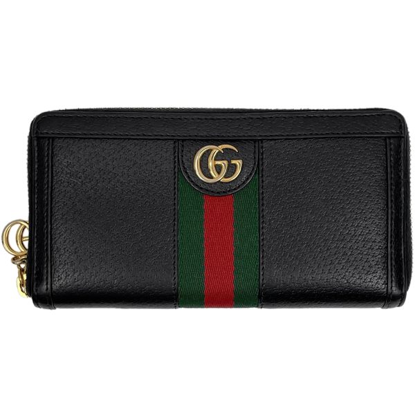 1000064476901 11 Gucci GG Double G Zip Around Sherry Line Long Wallet Black