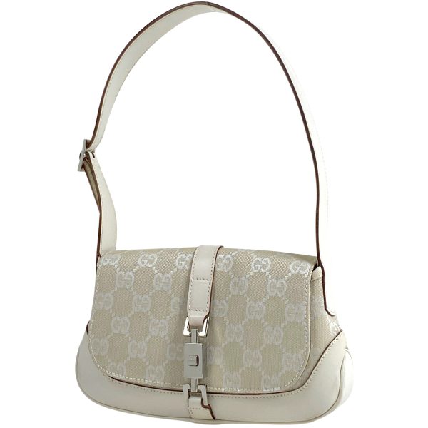 1000070985510 11 Gucci GG Logo Pattern Jackie Line Handbag Beige