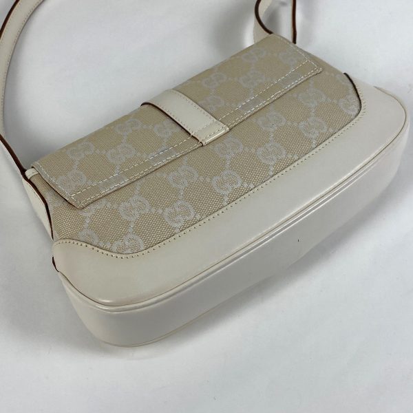 1000070985510 12 Gucci GG Logo Pattern Jackie Line Handbag Beige