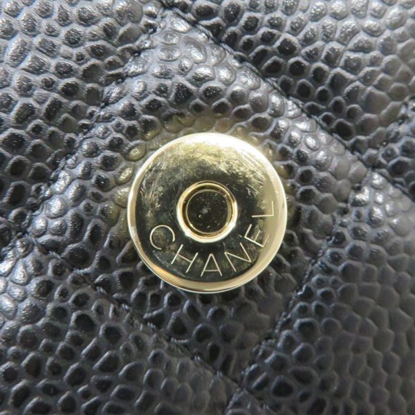 1100 CHANEL Classic Chain Wallet Shoulder Bag Matelasse Caviar Skin Grained Calfskin Black Coco Mark Gold Hardware