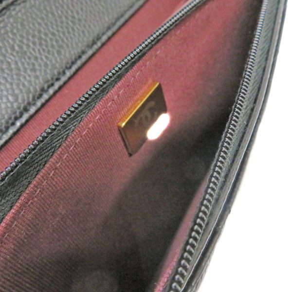 1102 CHANEL Classic Chain Wallet Shoulder Bag Matelasse Caviar Skin Grained Calfskin Black Coco Mark Gold Hardware