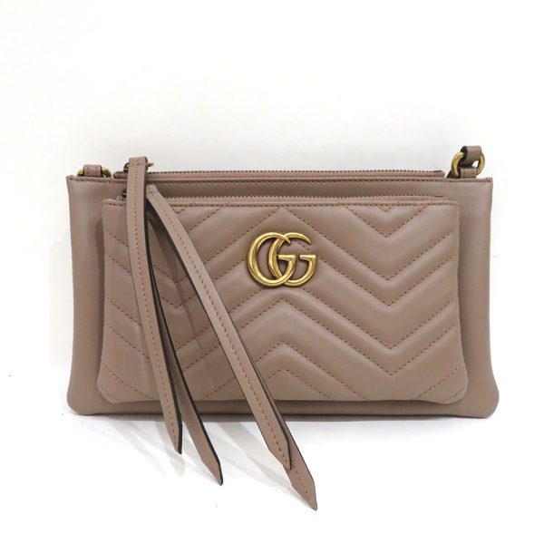 12 gu210729 1 Gucci GG Marmont Shoulder Pochette A Rank Beige