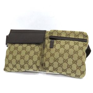 12 gu230308 1 Gucci GG canvas waist bag S rank body bag beige