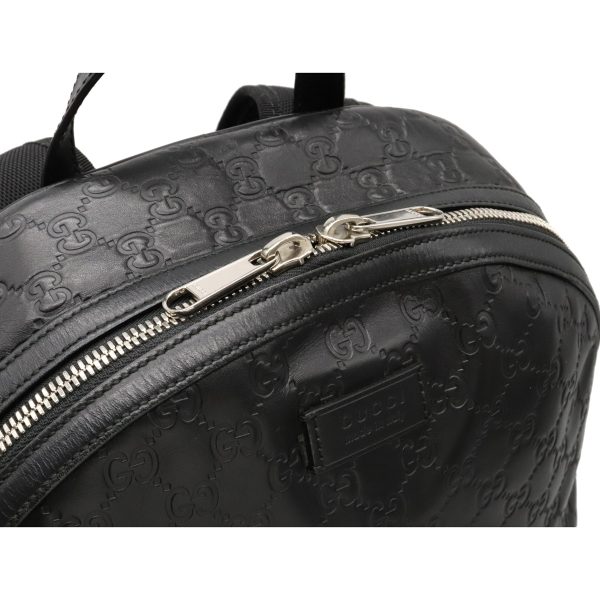 12100996 8 GUCCI Guccissima Backpack Leather Black Silver