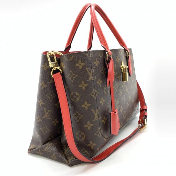 1240001034203 2 Louis Vuitton Flower Tote Monogram Coquelicot Brown Red 2way Shoulder Bag