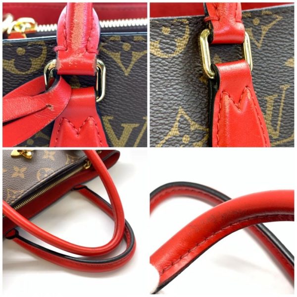 1240001034203 7 Louis Vuitton Flower Tote Monogram Coquelicot Brown Red 2way Shoulder Bag