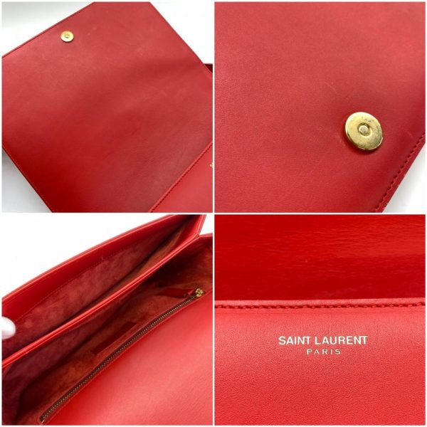 1240001035408 10 Saint Laurent Universite Shoulder Bag Crossbody Calf Leather Red YSL