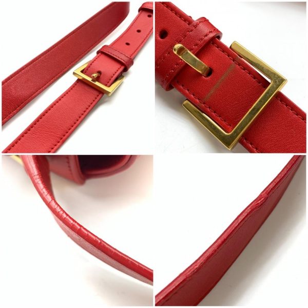 1240001035408 9 Saint Laurent Universite Shoulder Bag Crossbody Calf Leather Red YSL