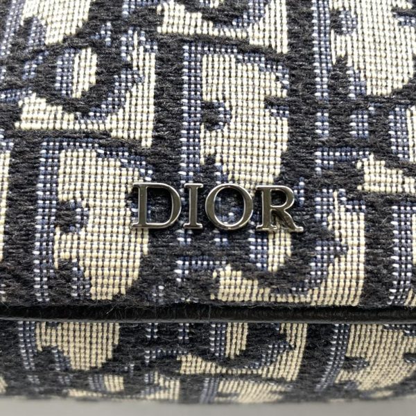 1240001037222 7 Christian Dior Oblique Shoulder Bag Pouch Jacquard Navy Blue
