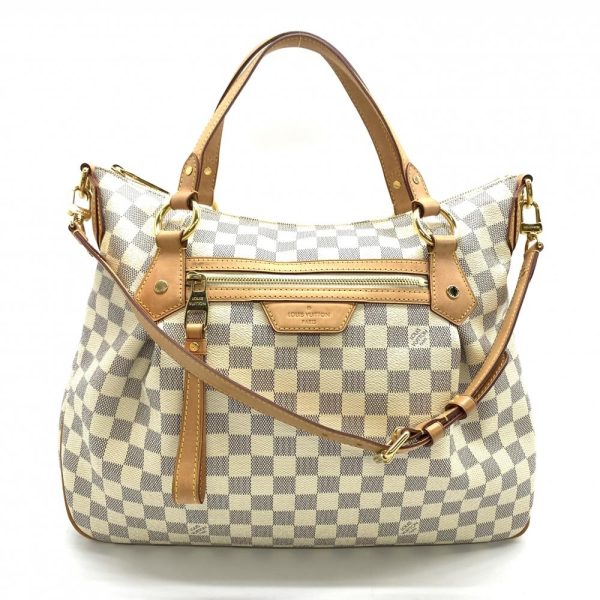 1240001037792 1 Louis Vuitton Evora MM Damier Azur White 2way Shoulder Bag Handbag Large