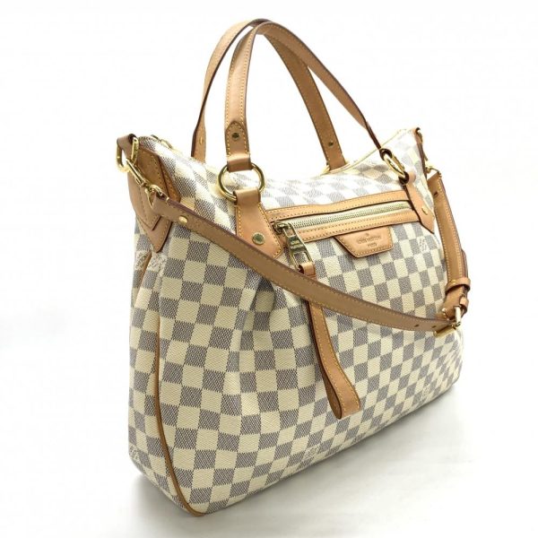 1240001037792 2 Louis Vuitton Evora MM Damier Azur White 2way Shoulder Bag Handbag Large