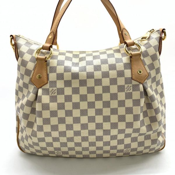 1240001037792 4 Louis Vuitton Evora MM Damier Azur White 2way Shoulder Bag Handbag Large