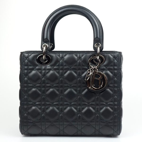 1240002049273 1 DIOR Christian Dior Lady Dior Medium Cannage Lambskin Black Handbag