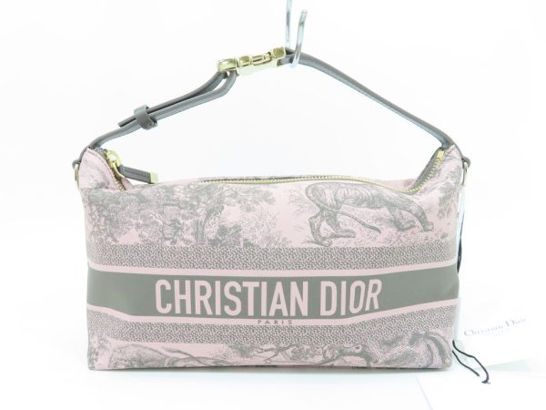 1240102004 Dior Technical Fabric Pink Grey Nomad Pouch Medium Handbag