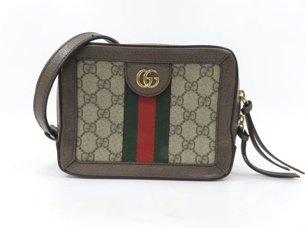 1240302003 Gucci Supreme x Leather Beige Ebony Ophidia Mini Shoulder Bag