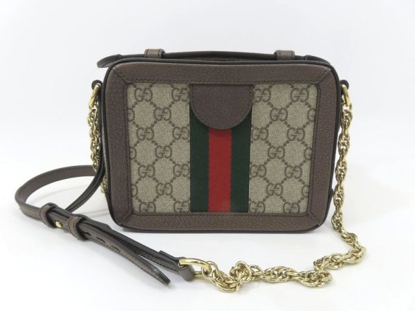 1240302003 02 Gucci Supreme x Leather Beige Ebony Ophidia Mini Shoulder Bag