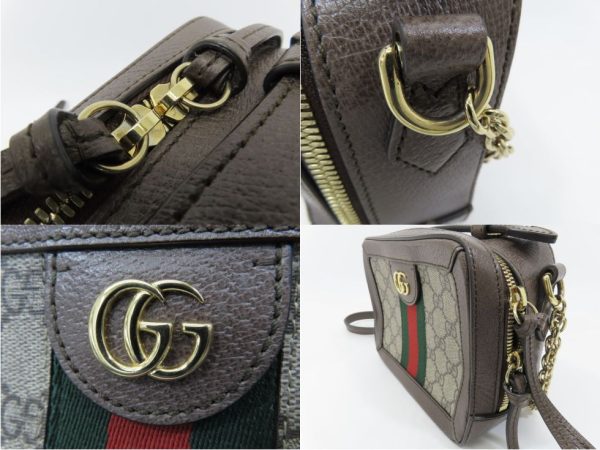 1240302003 07 Gucci Supreme x Leather Beige Ebony Ophidia Mini Shoulder Bag