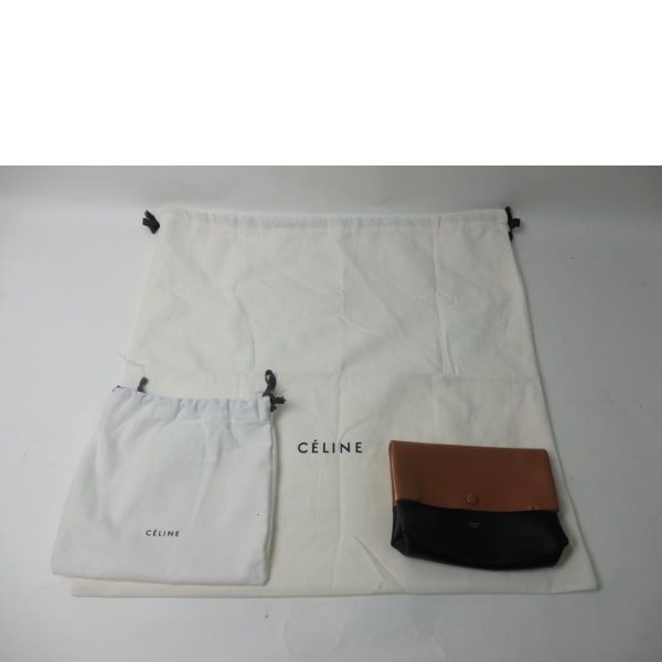 15501 6 Celine All Back Soft Pouch Bag BrownBlack White