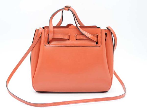 1574 Loewe Lazo Mini Embossed Logo 2way Handbag Shoulder Bag Luggage Orange