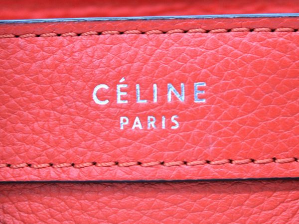 1618 Celine Luggage Nano Silver Hardware 2way Handbag Shoulder Leather Red Vermilion