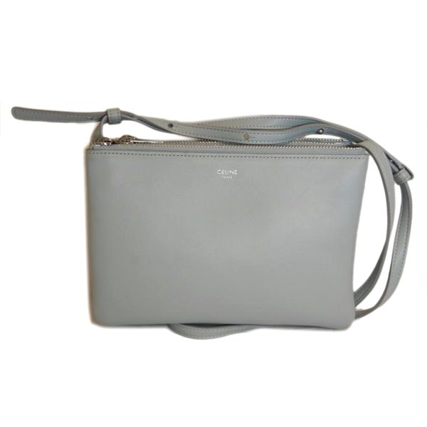 19107 1 Celine Trio Leather Shoulder Bag Light Blue