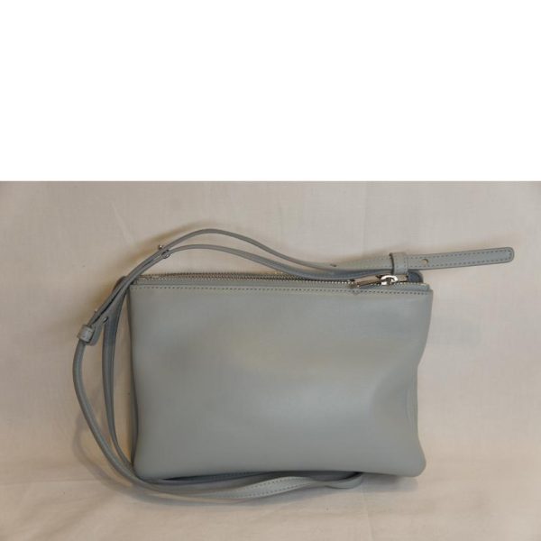 19107 2 Celine Trio Leather Shoulder Bag Light Blue