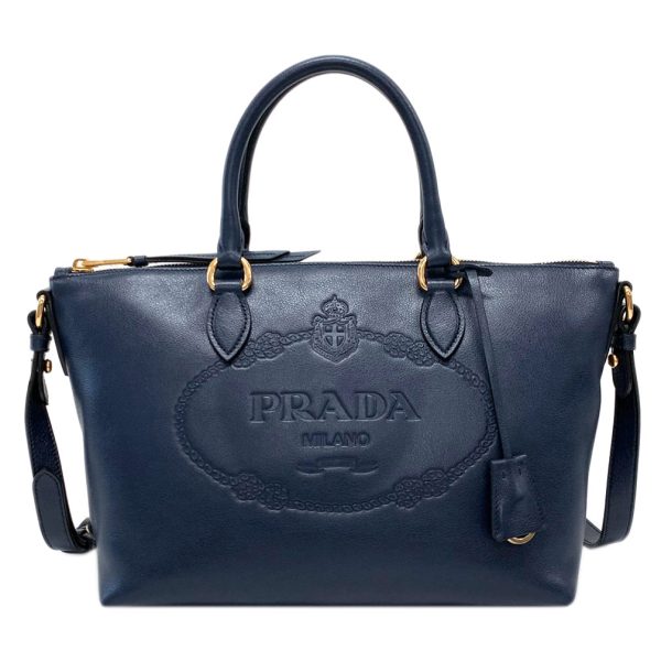 1ba104gc bal Prada 2Way Handbag GLACECALF Crossbody Shoulder Bag Navy