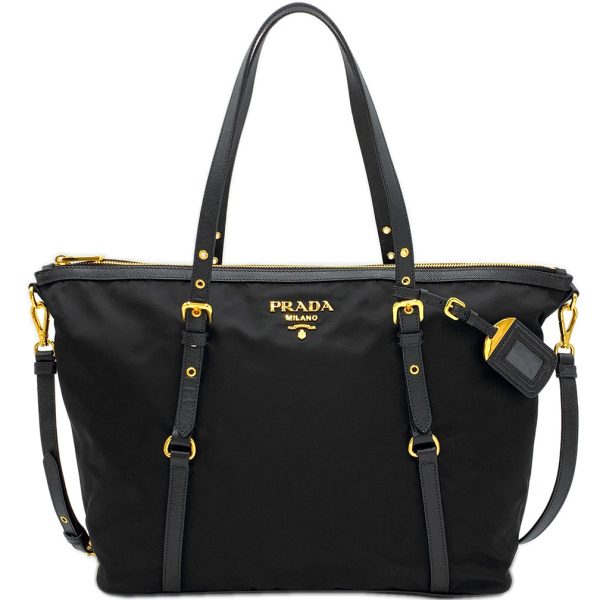 1bg253tsf ner Prada 2Way Tote Bag Nylon Calf Handbag Nero Black