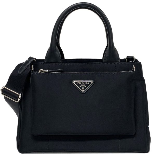 1bg364tsn ner 10 Prada 2WAY Tote Bag Nylon Lambskin Chain Pouch Black