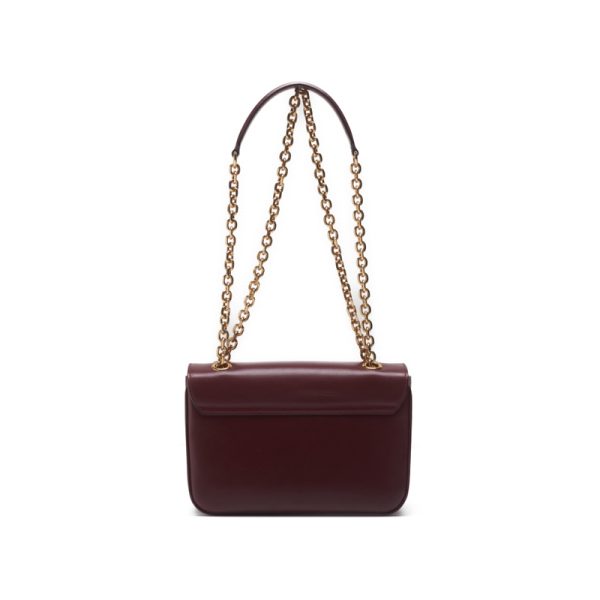 2 Celine Small C Mark Push Lock Chain Calf Leather Shoulder Red