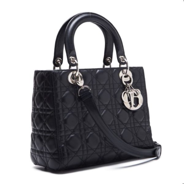 2 Dior cannage Lambskin Handbag Black