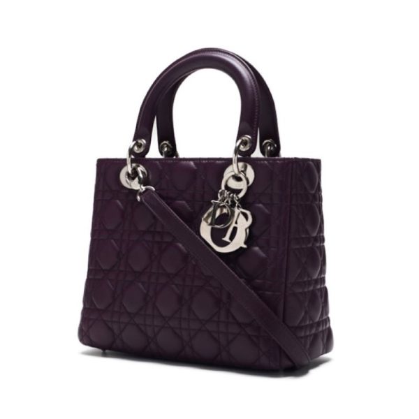 2 Dior Cannage Handbag Lambskin Purple