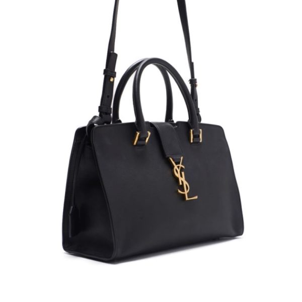 2 Saint Laurent Baby Cabas Leather Handbag Black