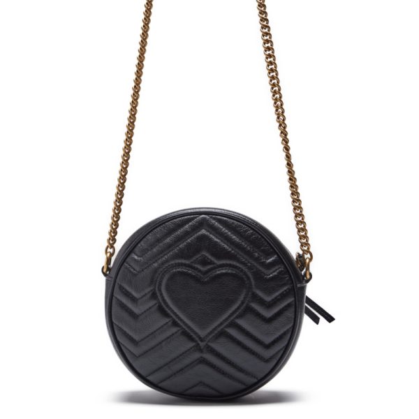 2 Gucci GG Marmont Chain Leather Shoulder Bag Black