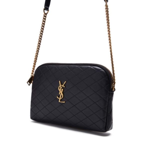 2 Saint Laurent Gaby Chain Leather Shoulder Bag Black