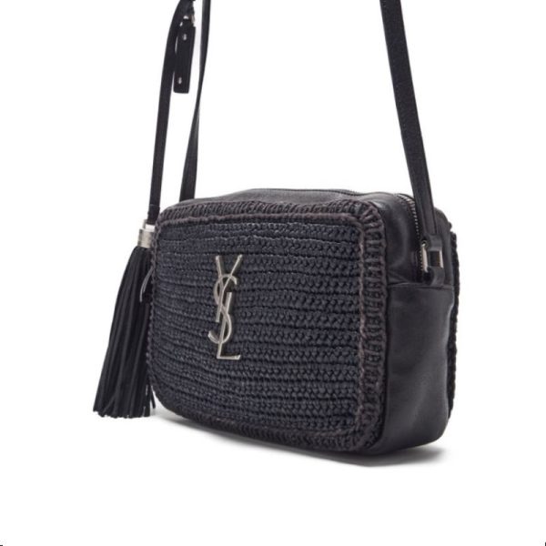 2 Saint Laurent Lou Camera Fringed Leather Shoulder Bag Black