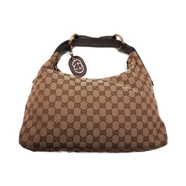 2 Gucci GG Canvas Handbag Leather Brown