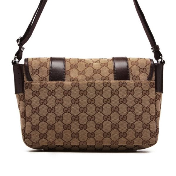 2 GUCCI GG Canvas Crossbody Leather Shoulder Bag Brown