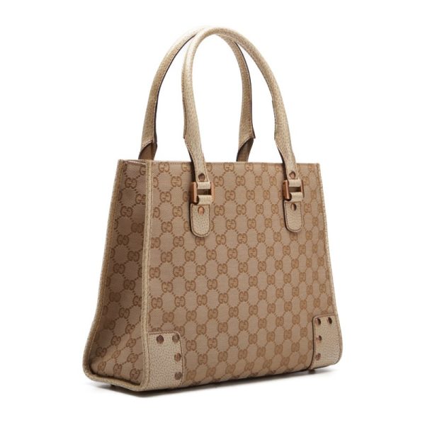 2 Gucci Gg Canvas Leather Handbag Beige