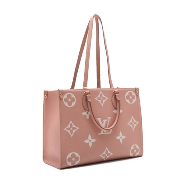 2 Louis Vuitton On The Go MM Monogram Giant Tote Bag Pink