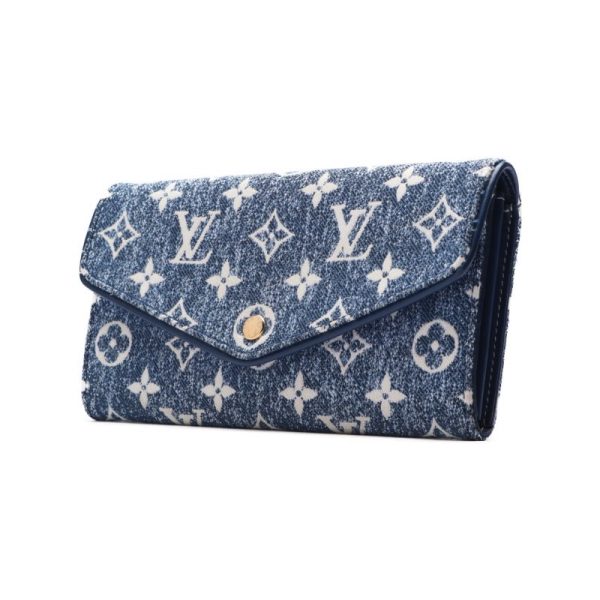 2 Louis Vuitton Portefeuille Sarah Monogram Denim Long Wallet Blue