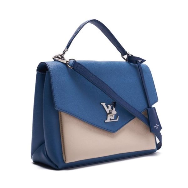 2 Louis Vuitton My Lock Me Taurillon Leather Handbag BlueIvory