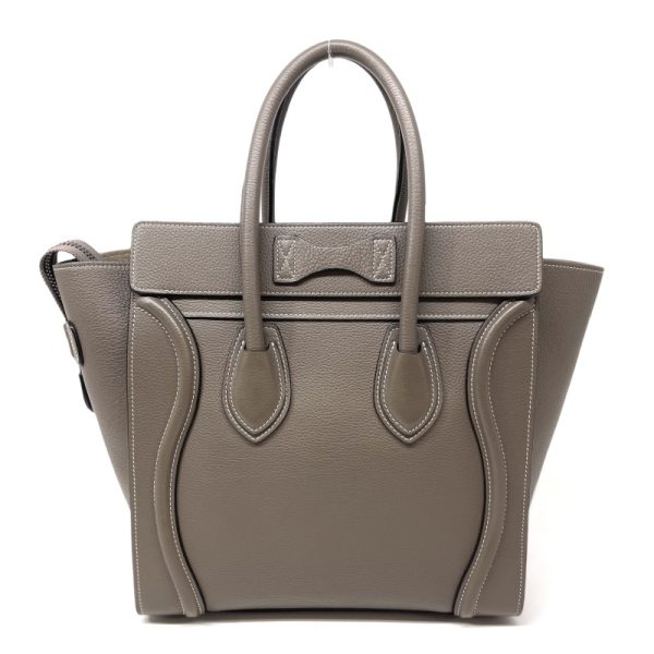 2 Celine Micro Luggage Drummed Calfskin Tote Bag Gray