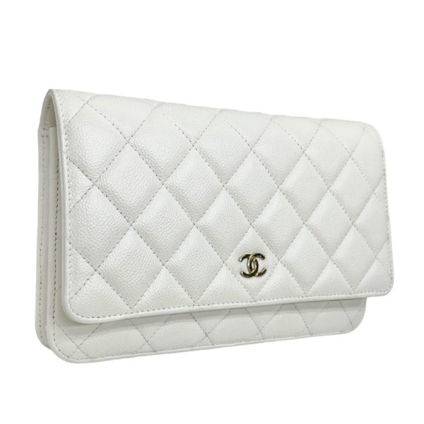 2 Chanel Matelasse Caviar Skin Shoulder Bag White